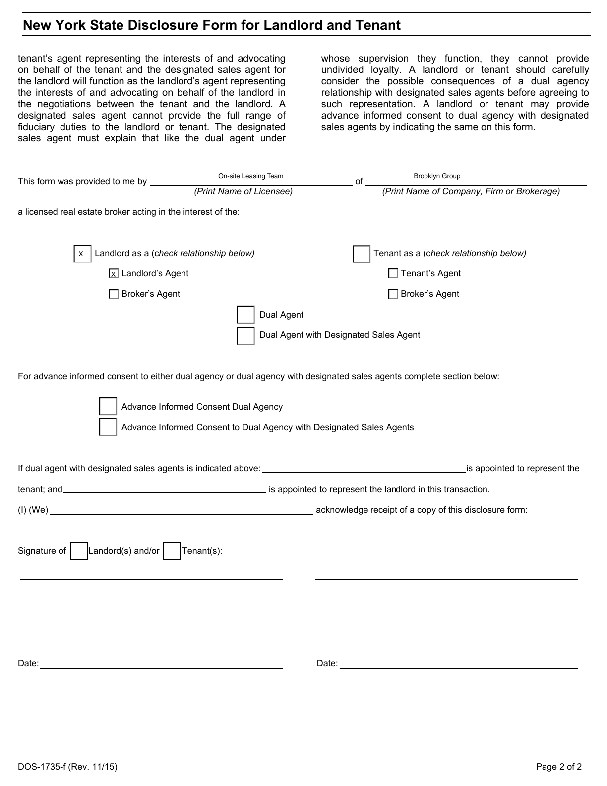 Agency Disclosure page 2